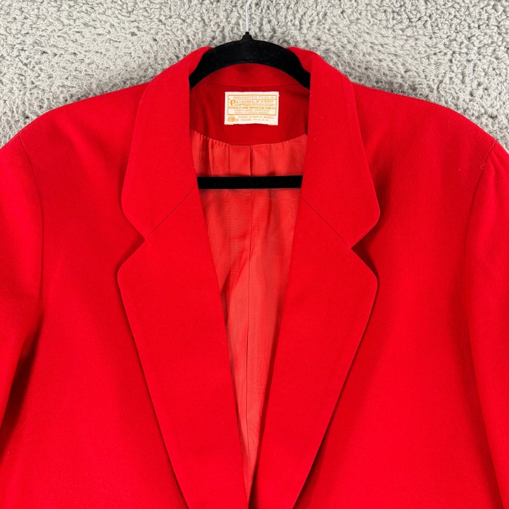 Vintage Pendleton Blazer Womens L Red 100% Virgin Wool Made USA Jacket Classic - Picture 2 of 13